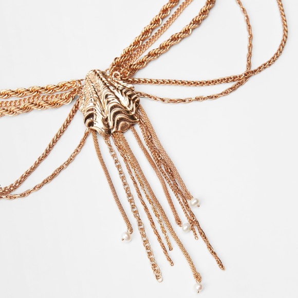 ZARA LIMITED EDITION VINTAGE METALLIC BELT WITH SHELL - Picture 4 of 4